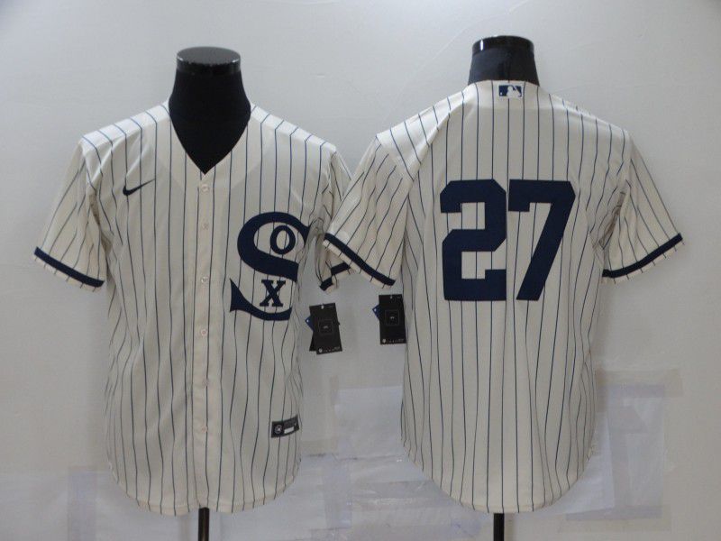 Men Chicago White Sox #27 No Name Cream stripe Dream version Game Nike 2021 MLB Jersey